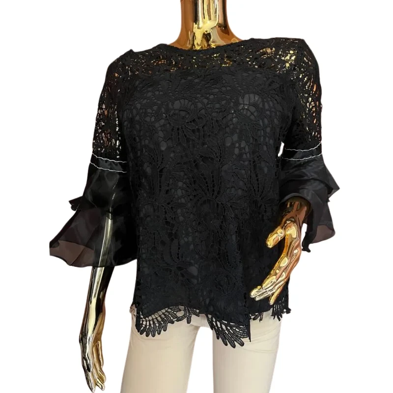 Women's Black Lace Blouse – Sophisticated Allure