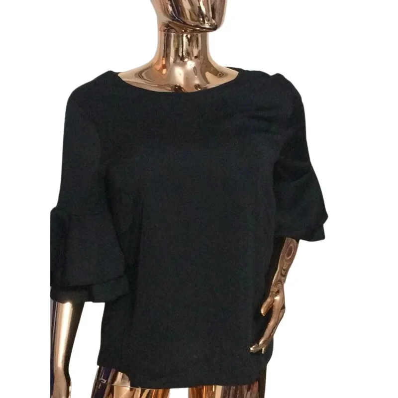 Women's Classic Black Ruffle Sleeve Top – Effortless Versatility