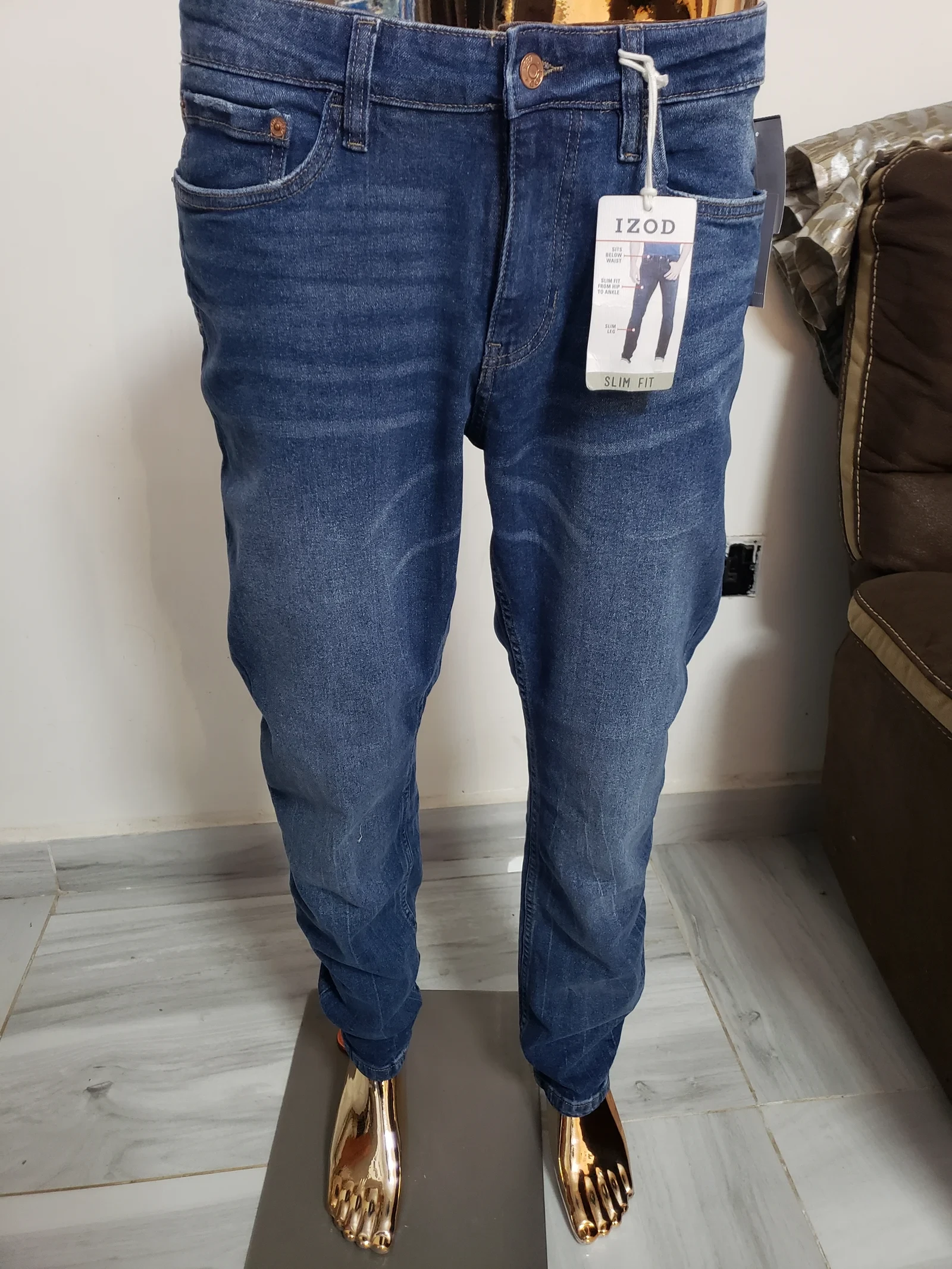 Men’s Slim Fit Stretch Denim Jeans – Indigo Blue Wash