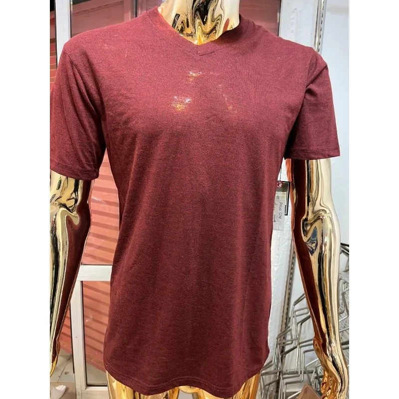 Men's Burgundy V-Neck T-Shirt – Essential Comfort