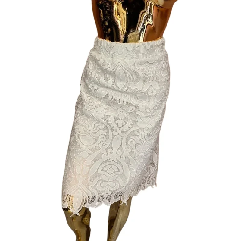 Women's White Lace Pencil Skirt