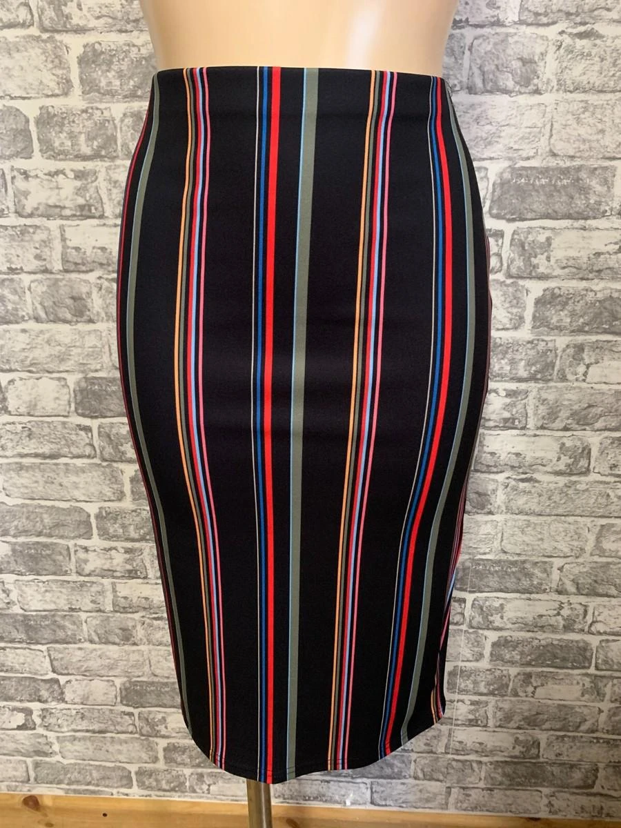 Women's Multi-Stripe Midi Skirt