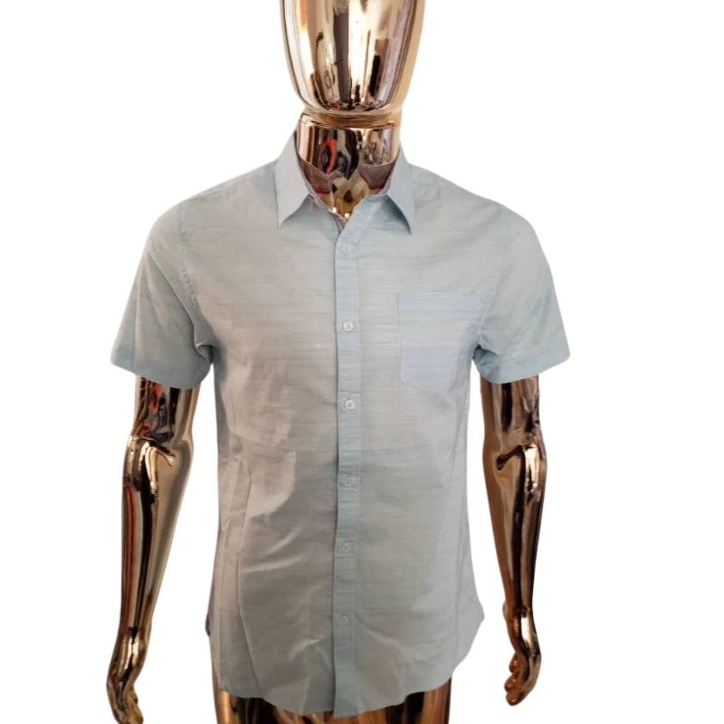 Men’s Short Sleeve Button-Down Shirt – Soft Sky Blue