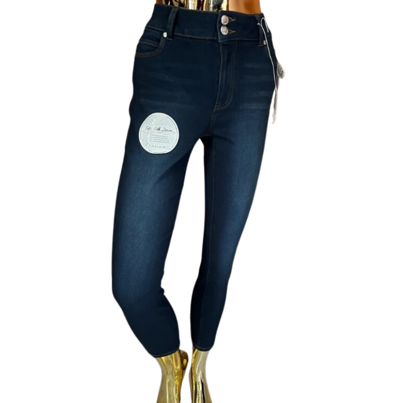 High-Waisted Double-Button Jeans by Tahari