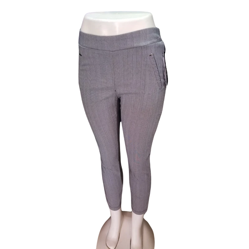 Plaid Ankle-Length Trousers with Zip Pockets