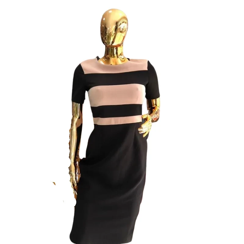 Black & Pink Stripe Fit-and-Flare Dress