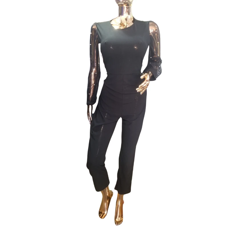 Elegant Black Long Sleeve Jumpsuit