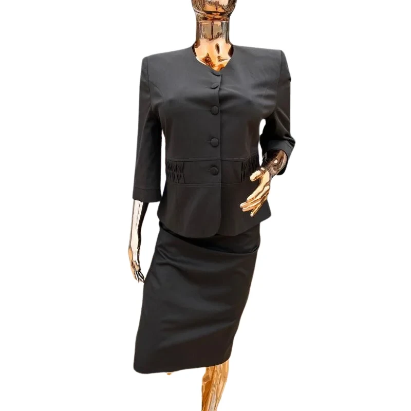 Coffee Brown Classic Skirt Suit Set
