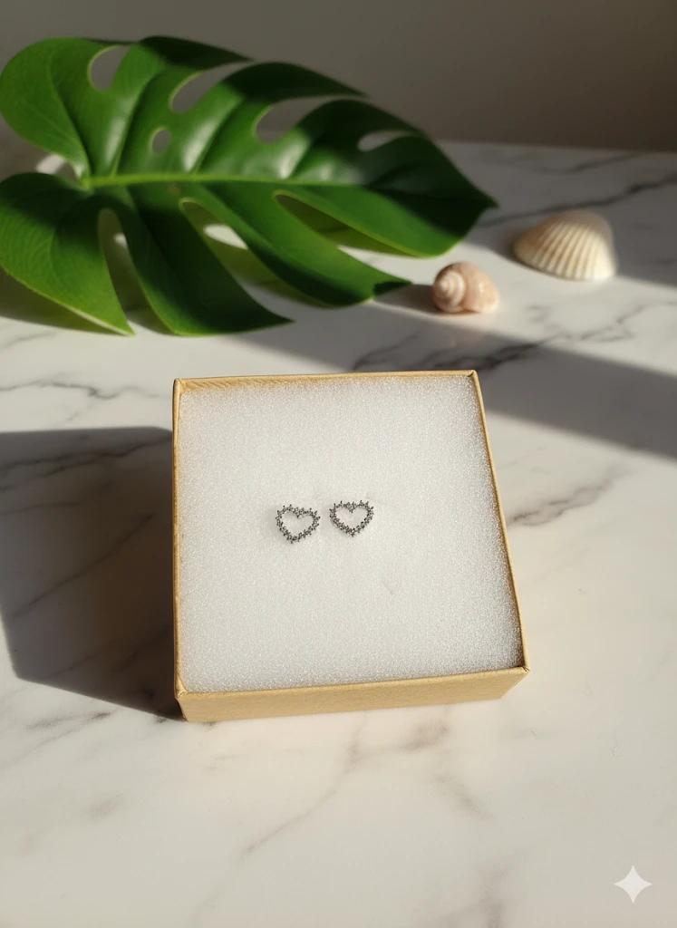 Crystal Heart Studs Earrings