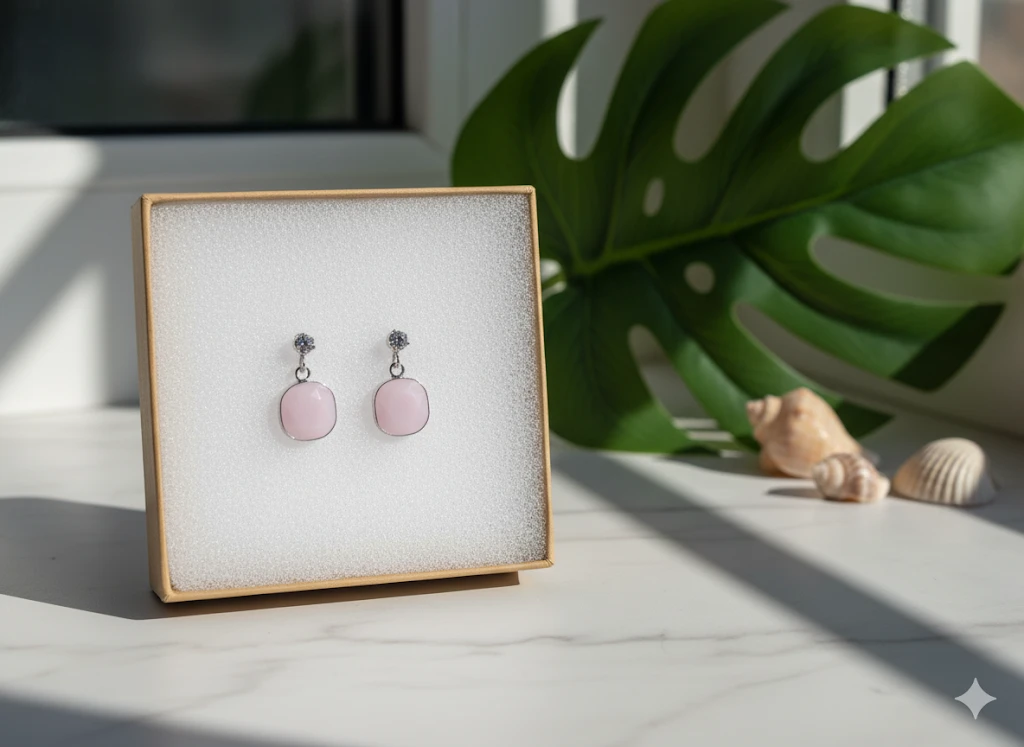 Blush Drop Crystal Earrings