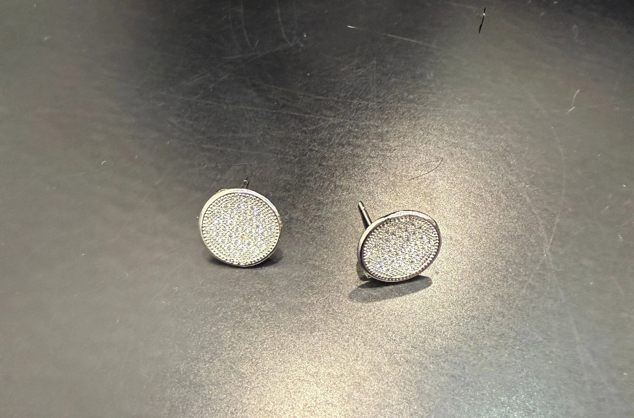 White Gold Crystal Pave Stud Earrings