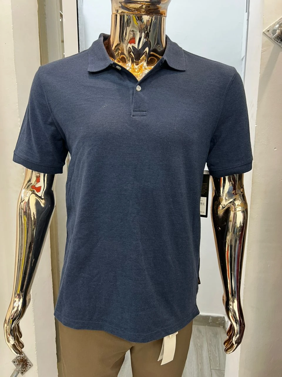 Navy Button-Collar Polo Shirt