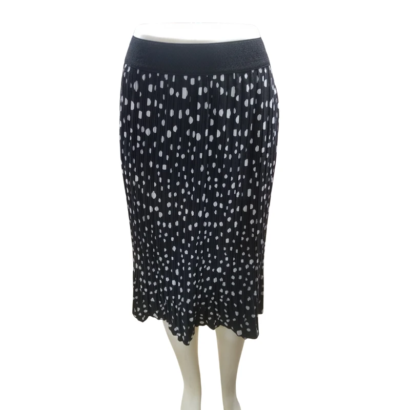 Polka Dot Pleated Midi Skirt