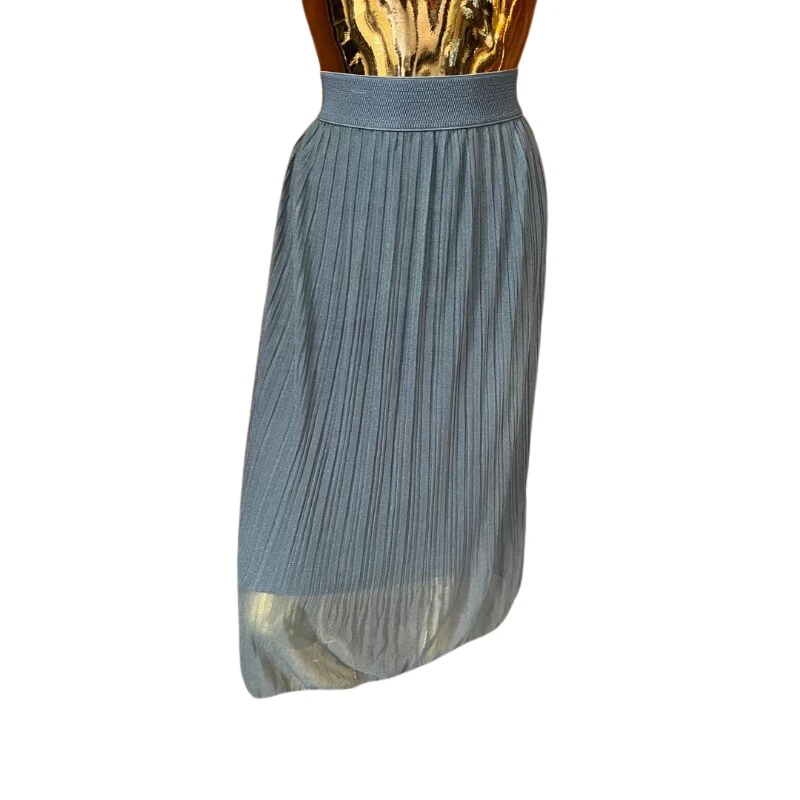 Dusty Blue Pleated Midi Skirt
