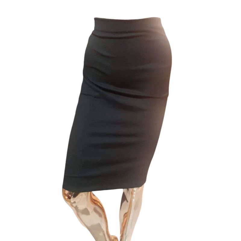 Classic Black Pencil Midi Skirt